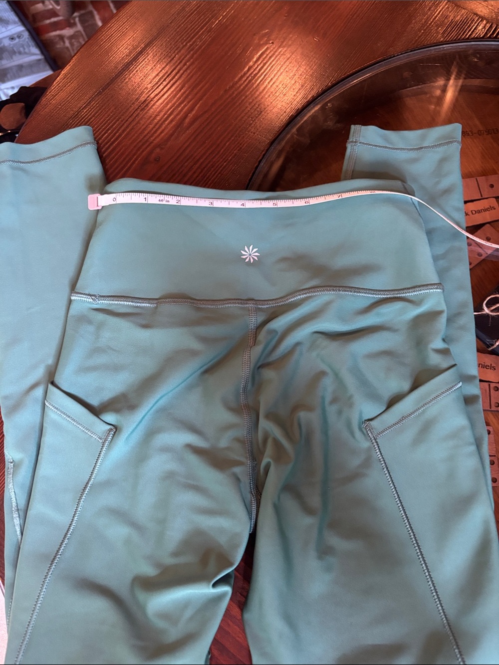 Athleta Aqua Green Seam-Detail Active Leggings with Side Pockets